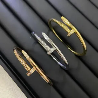 Cartier Juste un Clou Pavé Diamond Nail Motif Bangle Bracelets