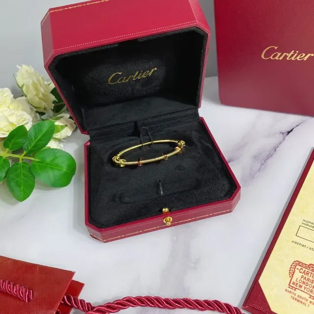 Bracelet Cartier Juste un Clou Argent Or Métal Tubulaire Enroulé Accent Vis Hexagonale 3