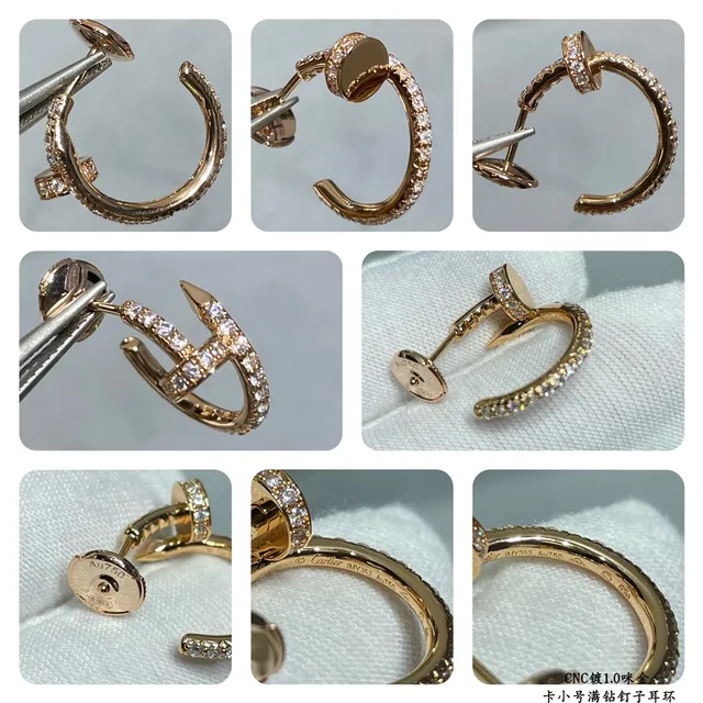 Cartier Juste un Clou pequenas Full-Pavé Nail Hoop Brincos 2