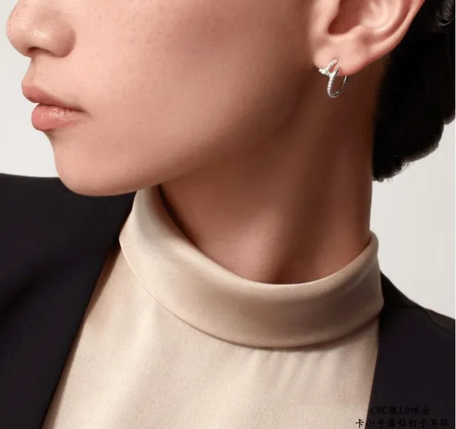 Cartier Juste un Clou pequenas Full-Pavé Nail Hoop Brincos 9