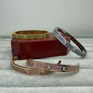Cartier Love Bracelet Yellow Gold Green Sapphire Diamond Bracelet