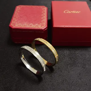 Cartier Love Oro Plata Pavé-Set Screw-Motif Pulsera