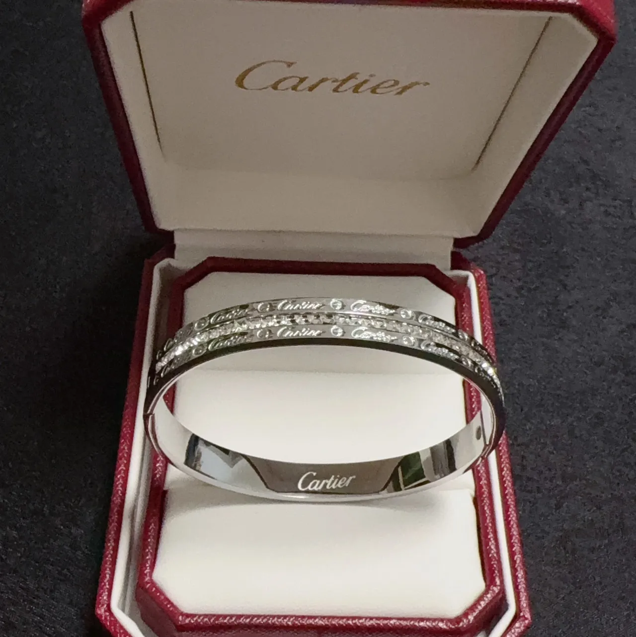 Cartier Love Or Argent Pavé-Set Screw-Motif Bracelet 3