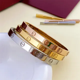 Cartier Love oro plata motivo de tornillo metal pulido pulsera