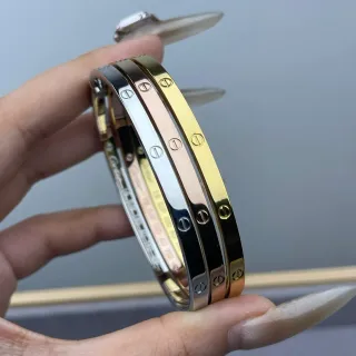 Cartier Love Gold Silver Screw-Motif Three-Tone Bracelet