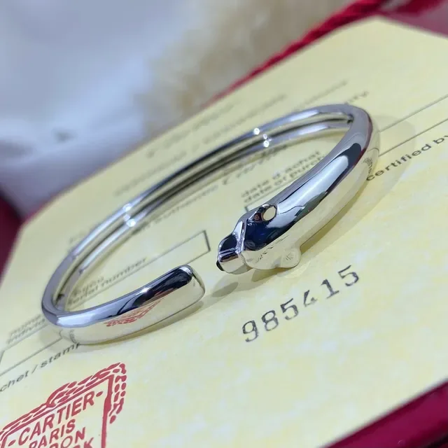 Cartier Panthère Bracelet Ouvert Or Argent Tête de Panthère Terminaux 4