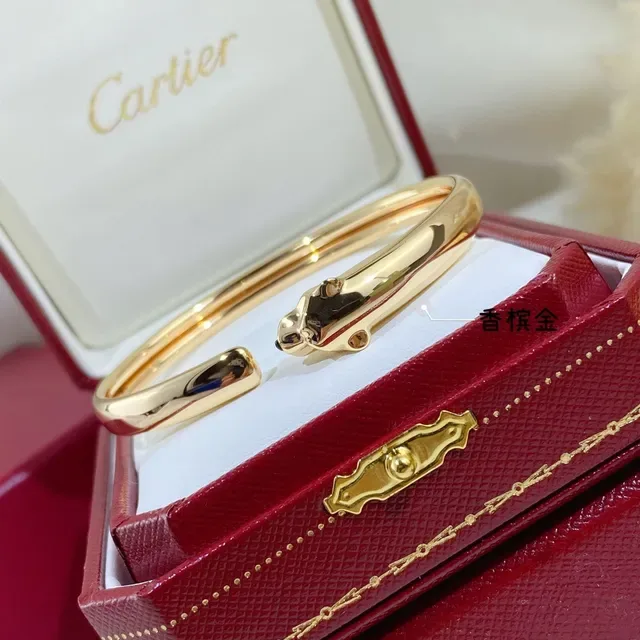 Cartier Panthère Bracelet Ouvert Or Argent Tête de Panthère Terminaux 8