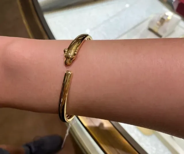 Cartier Panthère Bracelet Ouvert Or Argent Tête de Panthère Terminaux 9
