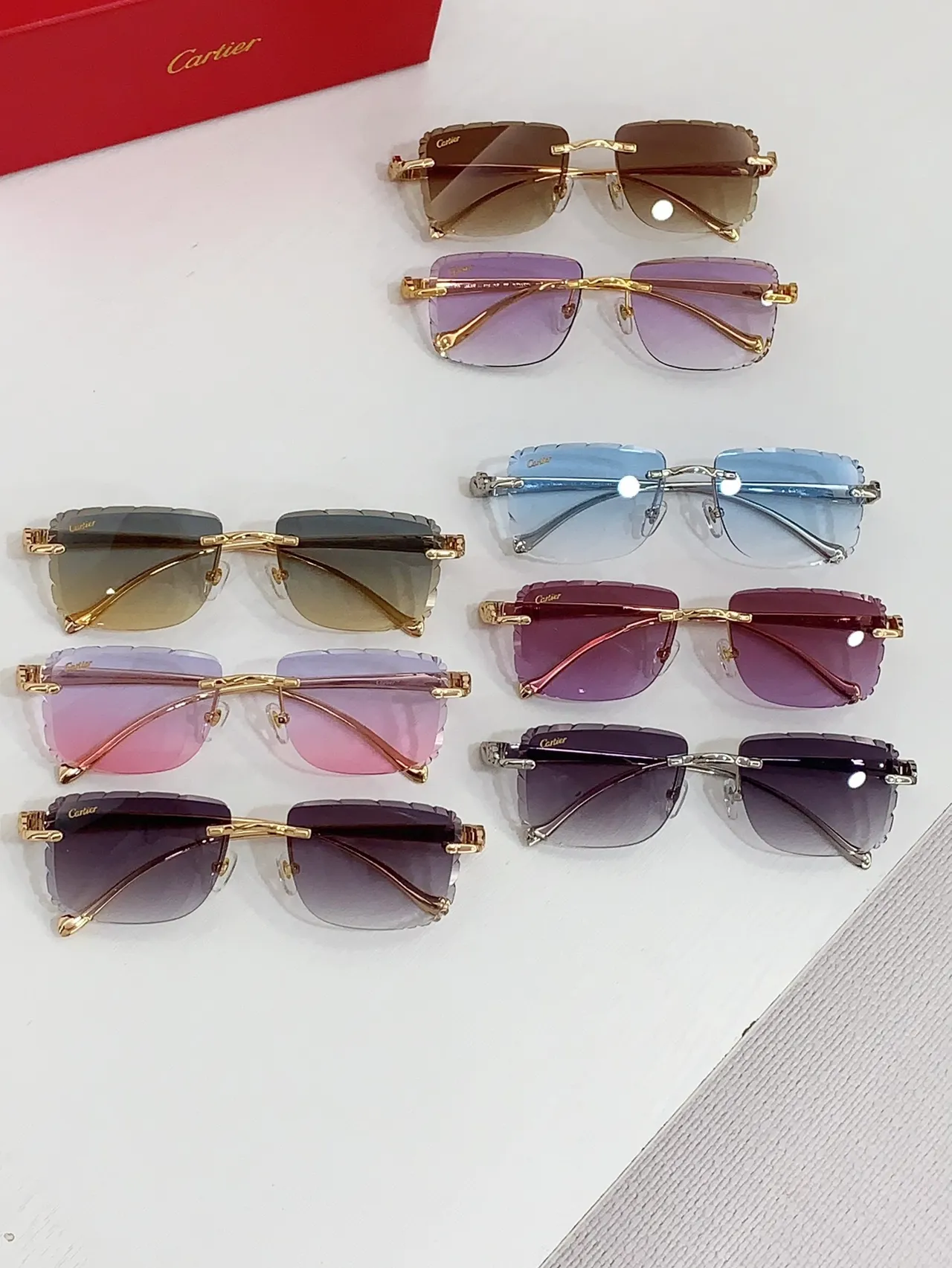 Cartier Panthère Lunettes de soleil sans bordure Violette dégradée 2
