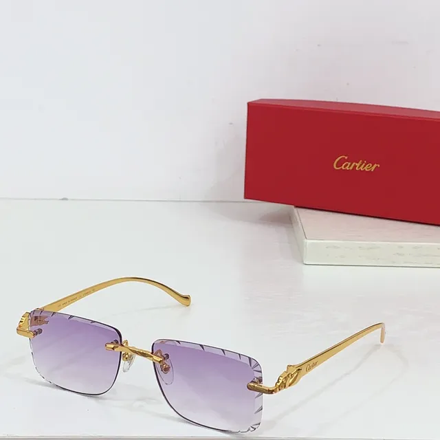 Cartier Panthère Lunettes de soleil sans bordure Violette dégradée 3