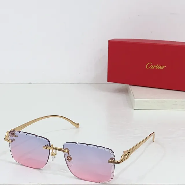 Cartier Panthère Lunettes de soleil sans bordure Violette dégradée 7