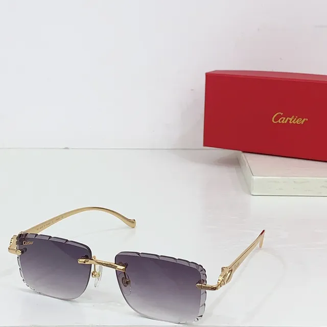 Cartier Panthère Lunettes de soleil sans bordure Violette dégradée 8