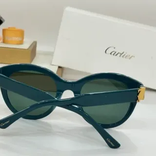 Cartier Panthère-Style Teal Acetate Cat-Eye Sunglasses