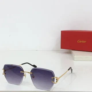 Cartier Gafas de sol geométricas sin marco con gradiente morado