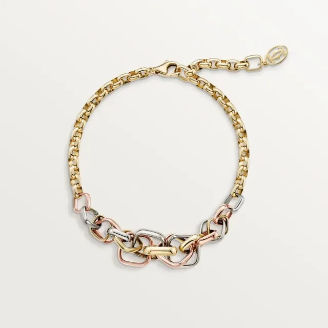 Cartier Tri-Color Gold Interlocking Link Bracelet 1