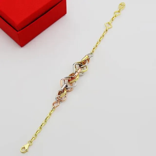 Cartier Tri-Color Gold Interlocking Link Bracelet 5