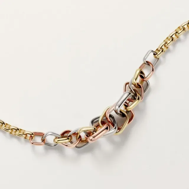 Cartier Tri-Color Gold Interlocking Link Bracelet 9
