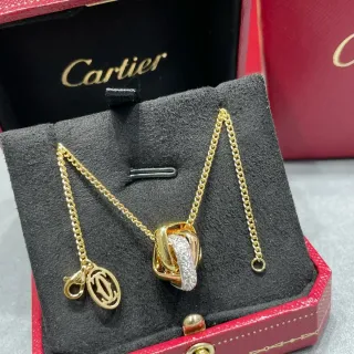 Cartier Trinity Knot Pavé Diamond Yellow Gold Necklace