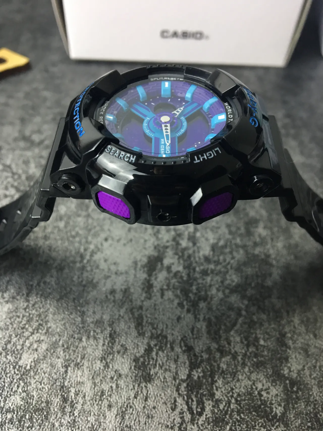 Casio Baby-G GA-110 Preto e Azul Analógico-Digital Híbrido Relógio com Case de Resina e Banda 4