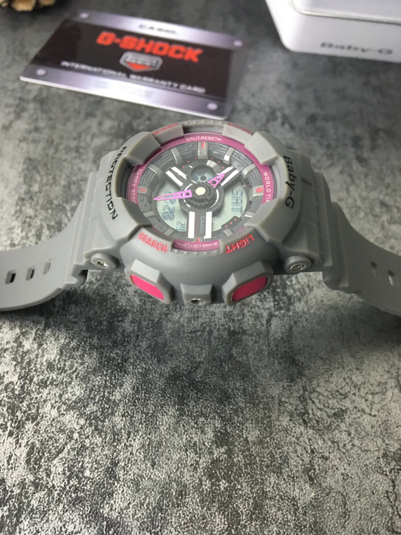 Casio Baby-G Gray Pink Rugged Dual-Display Octagonal Bezel Watch 4