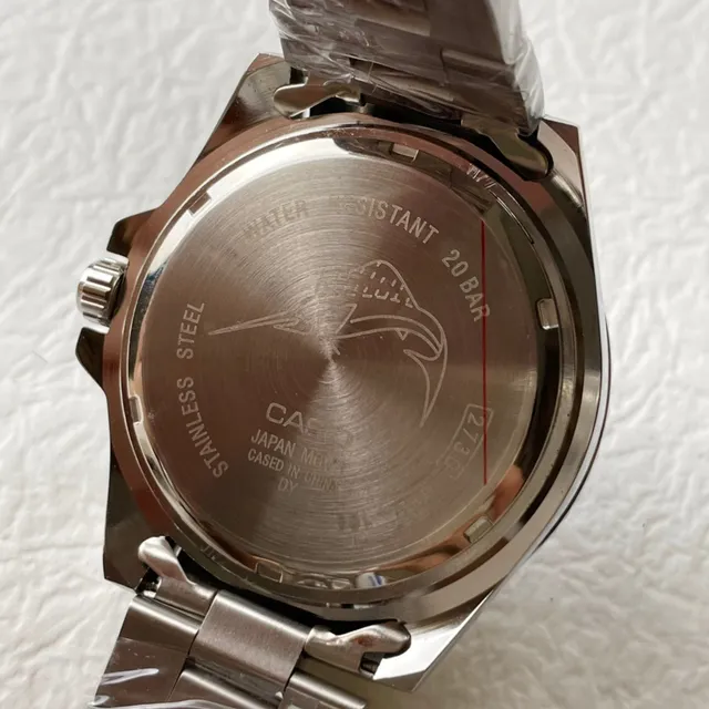 Casio Relógio de Pulseira de Aço Inoxidável Estilo Mergulhador Preto e Azul 4
