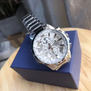 Casio Edifice World Time Chronograph Silver Stainless Steel Quartz Watch