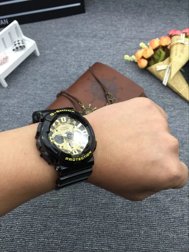 Casio G-Shock GA-100 Preto e Dourado Relógio Esportivo 6