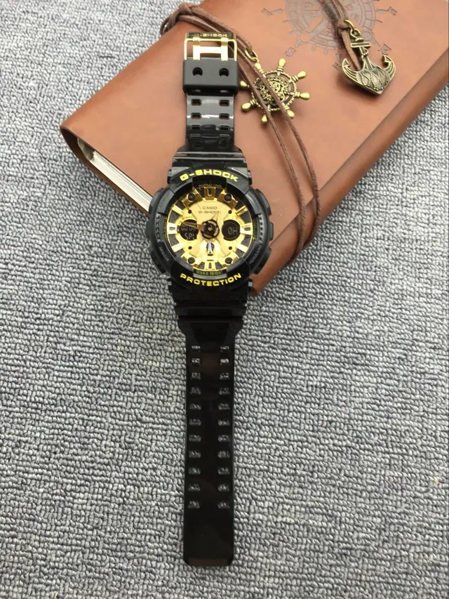 Casio G-Shock GA-100 Preto e Dourado Relógio Esportivo 10