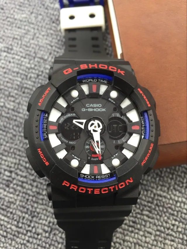 Casio G-Shock GA-100 Noir Orange Bleu Montre Sport 11
