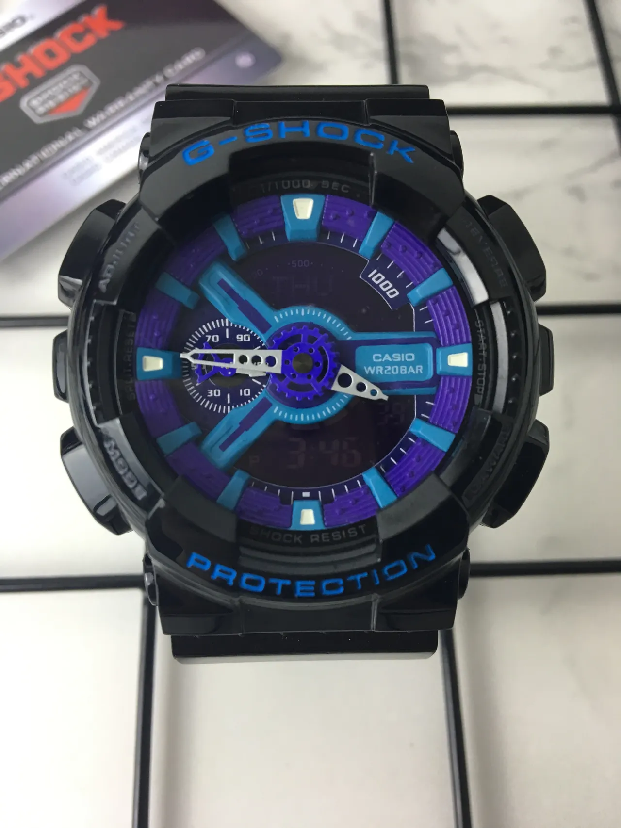 Casio G-Shock GA-100 Noir Violet Cyan Montre Sport 3