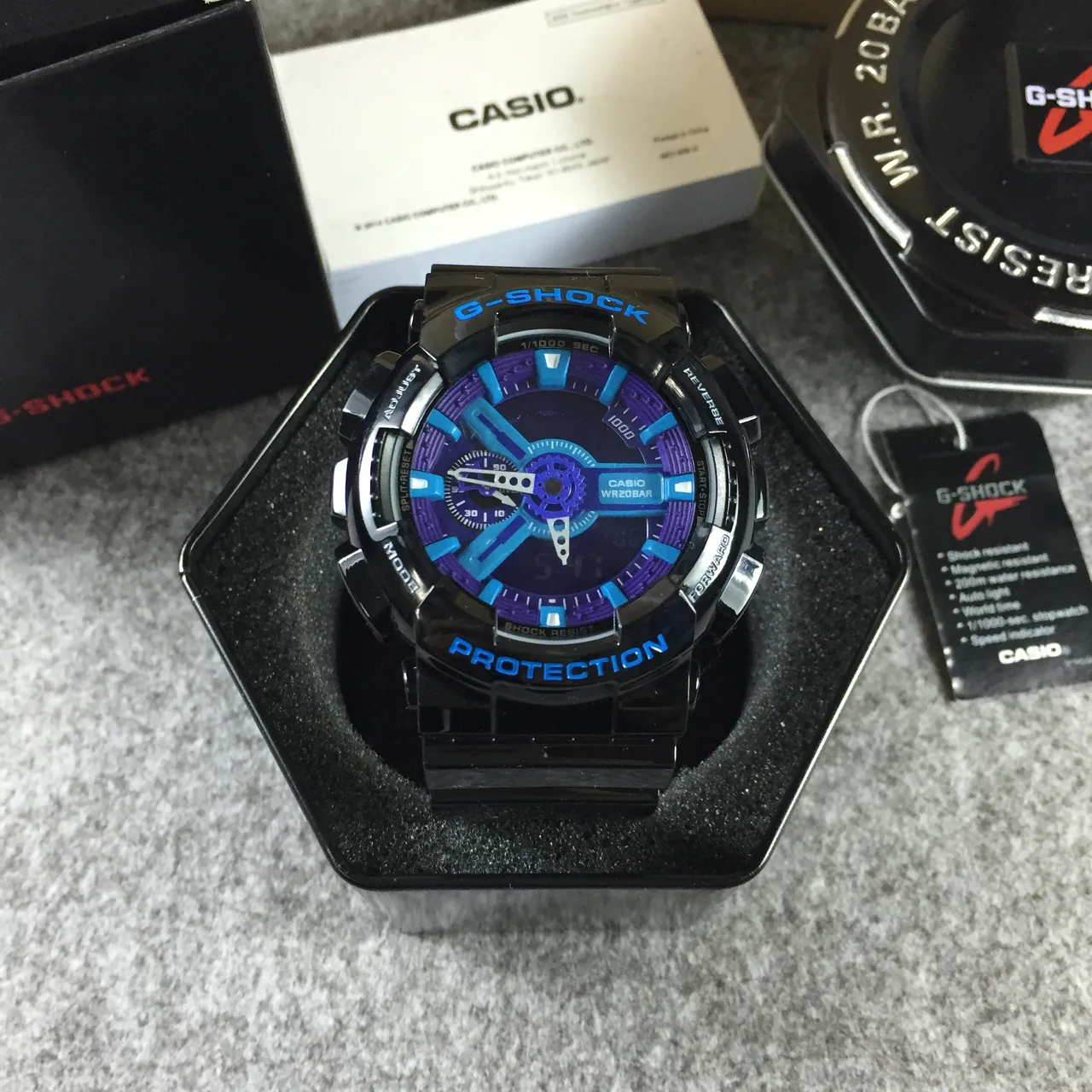 Casio G-Shock GA-100 Noir Violet Cyan Montre Sport 13