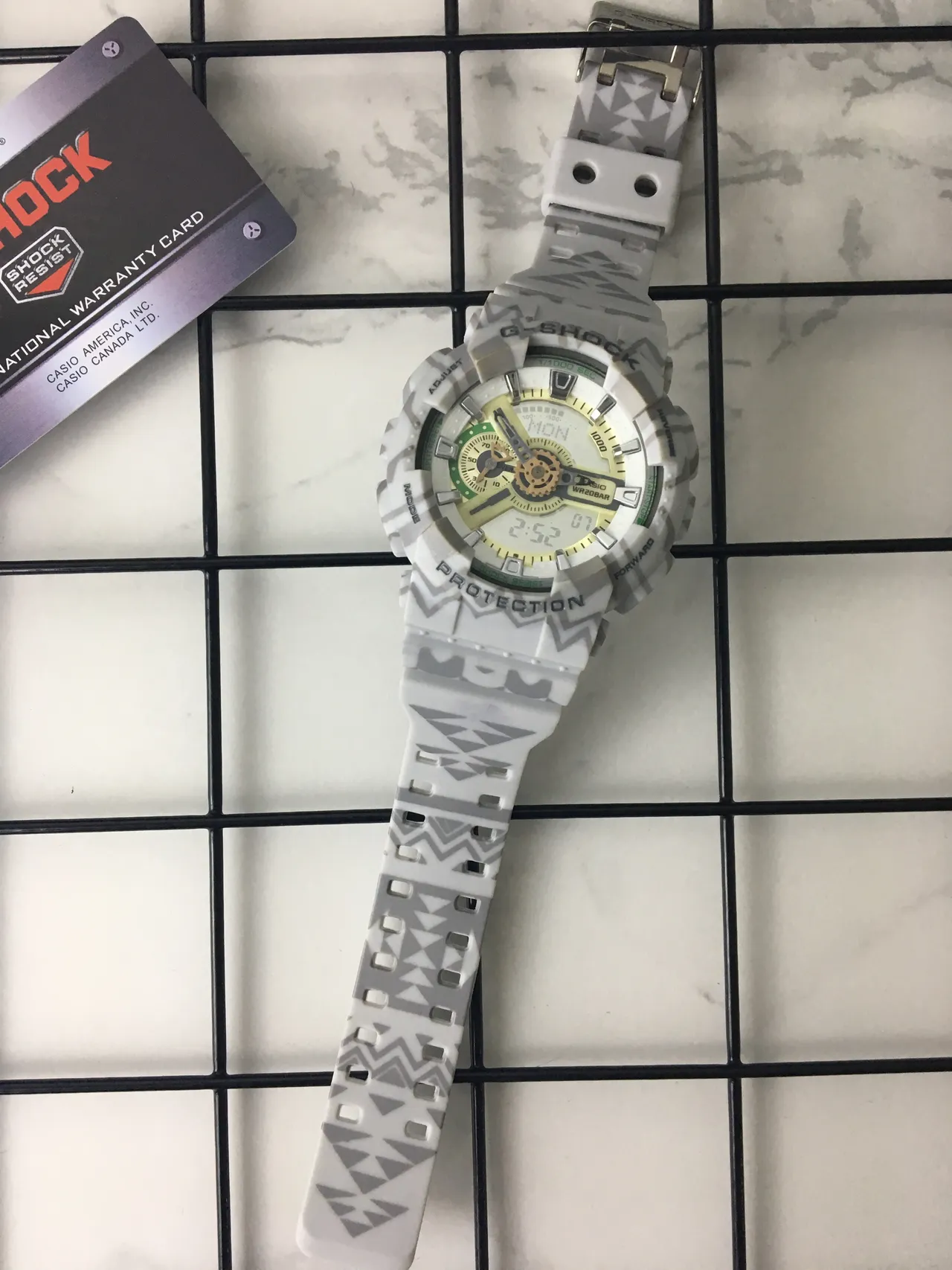 Casio G-Shock GA-100 تمويه أبيض أصفر أخضر ساعة رياضية 6