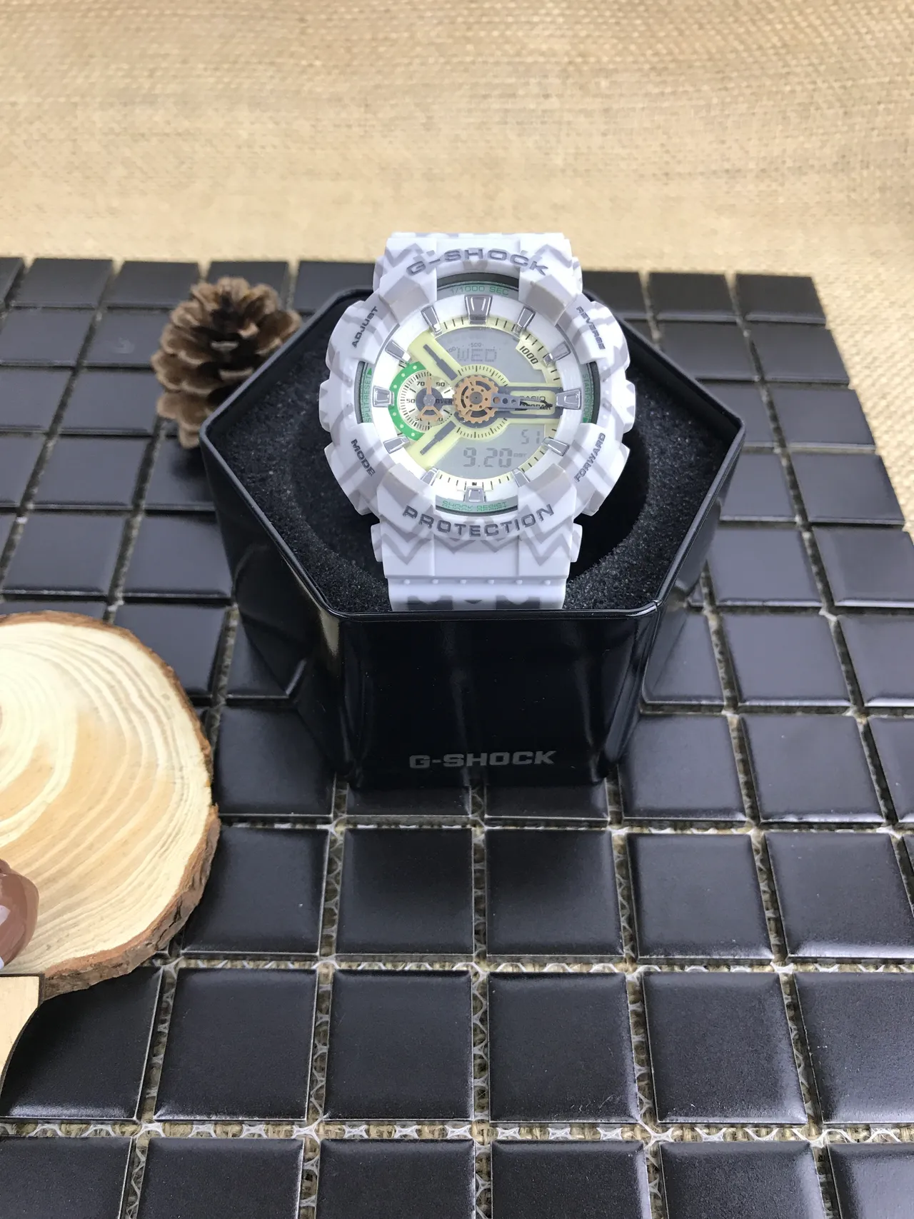 Casio G-Shock GA-100 تمويه أبيض أصفر أخضر ساعة رياضية 7