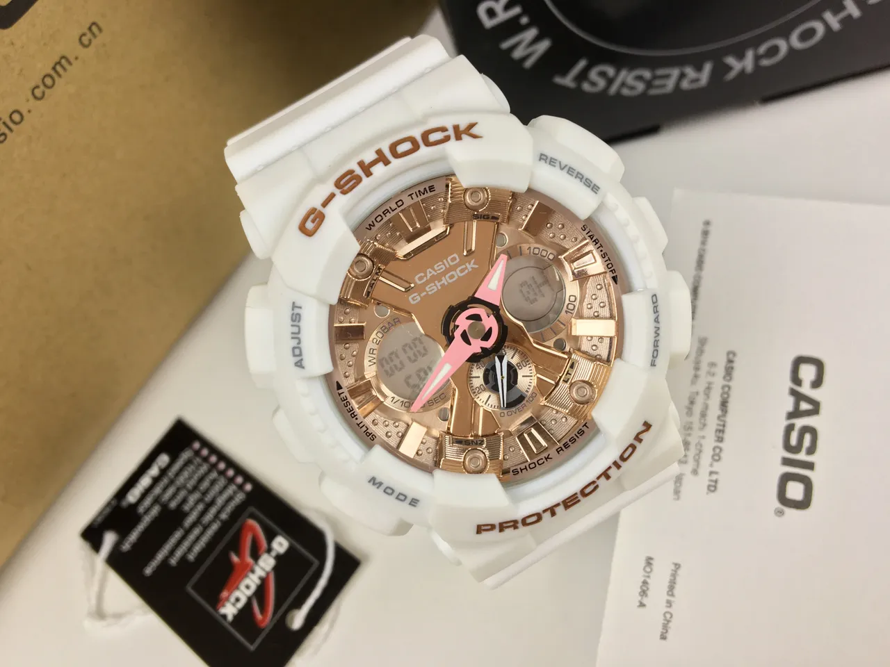Casio G-Shock White and Rose Gold Sports Watch 2