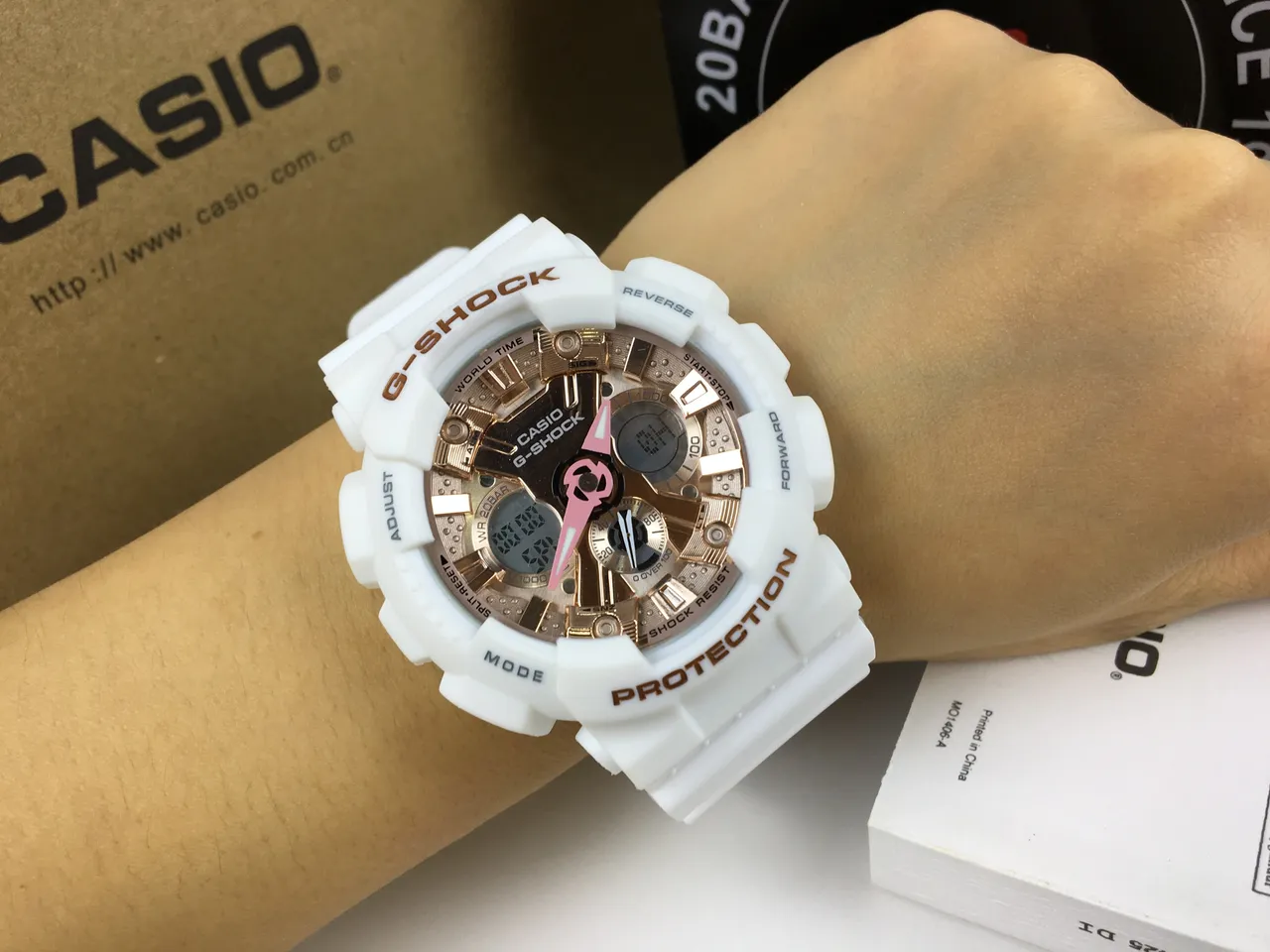 Casio G-Shock White and Rose Gold Sports Watch 4