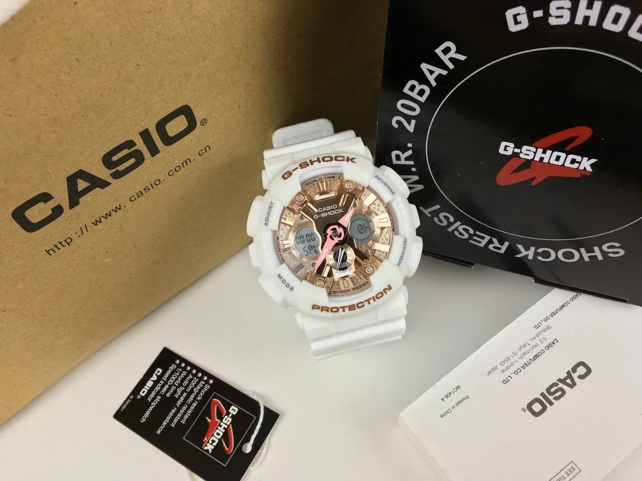 Casio G-Shock White and Rose Gold Sports Watch 5