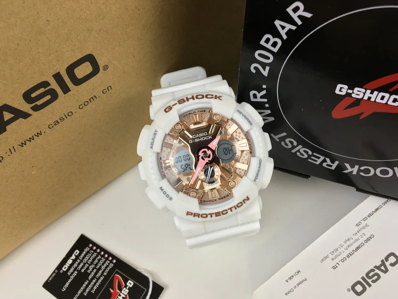 Casio G-Shock White and Rose Gold Sports Watch 6