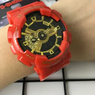 Casio Red Gold Bold Angular Resin Case Black Dial Watch