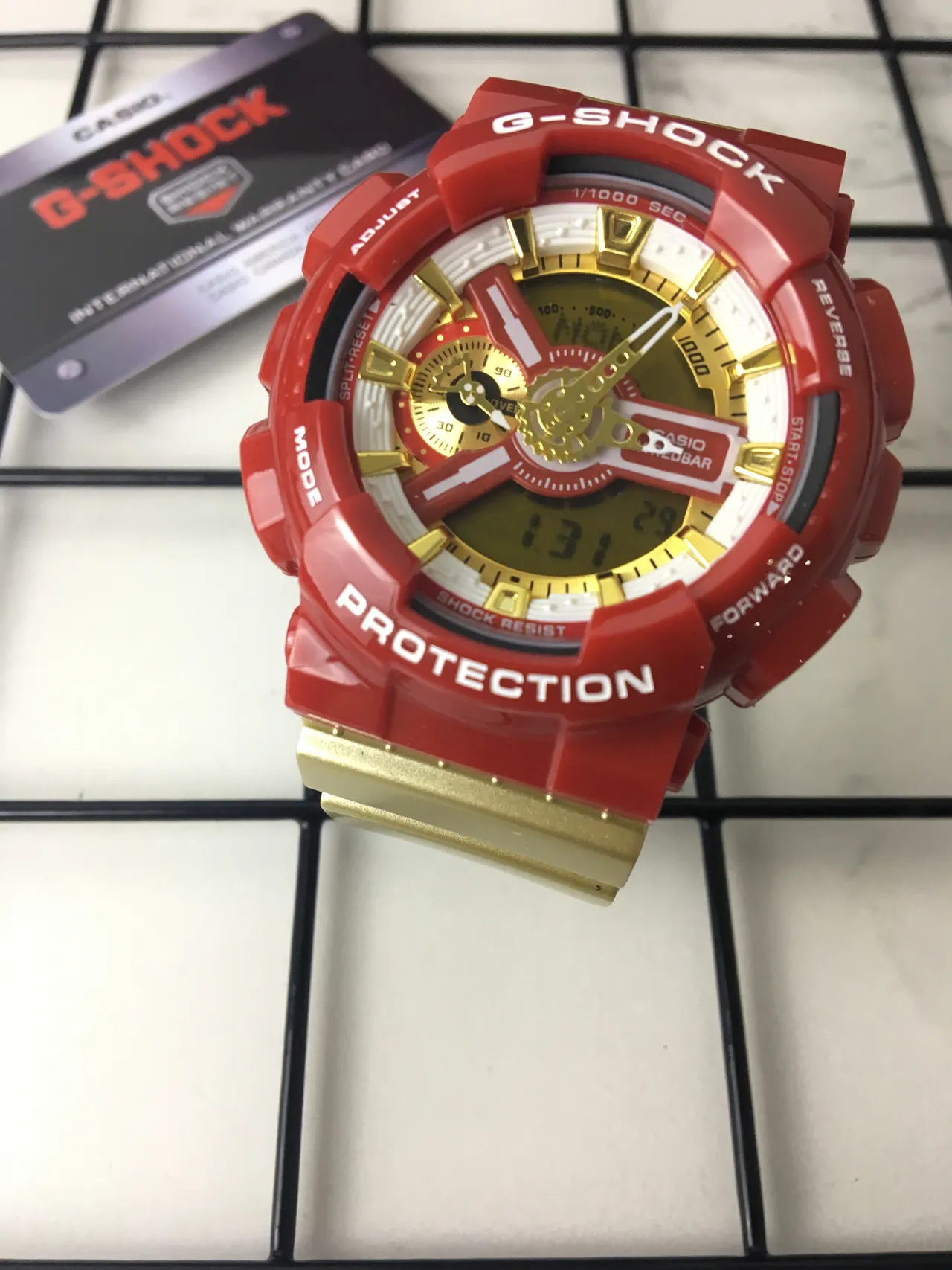 Casio Red Gold Bold Resin Case Hardware Accents Watch 2