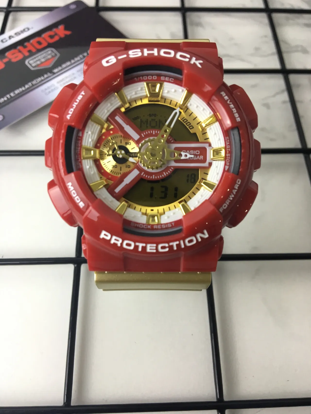 Casio Red Gold Bold Resin Case Hardware Accents Watch 3