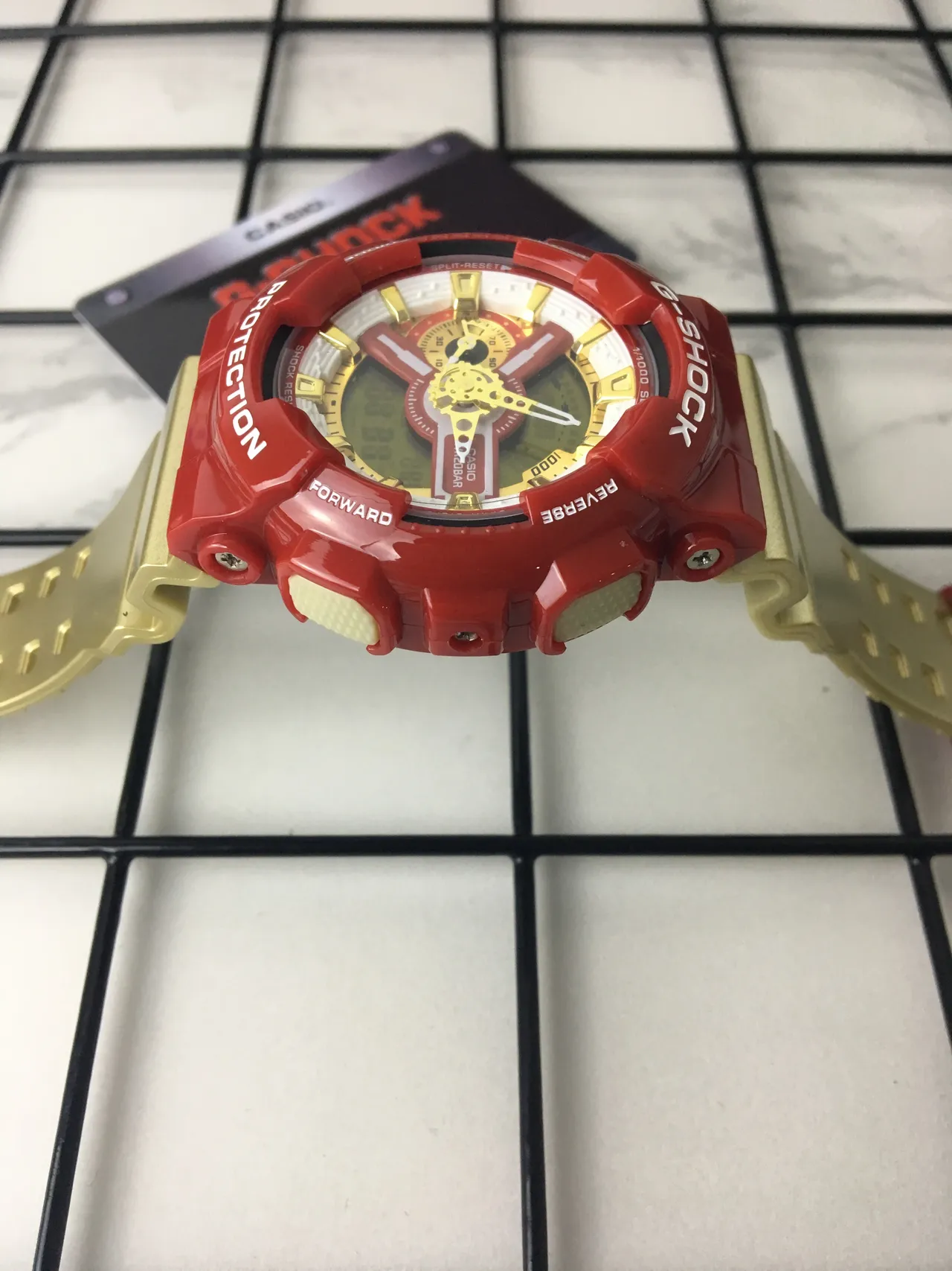 Casio Red Gold Bold Resin Case Hardware Accents Watch 5