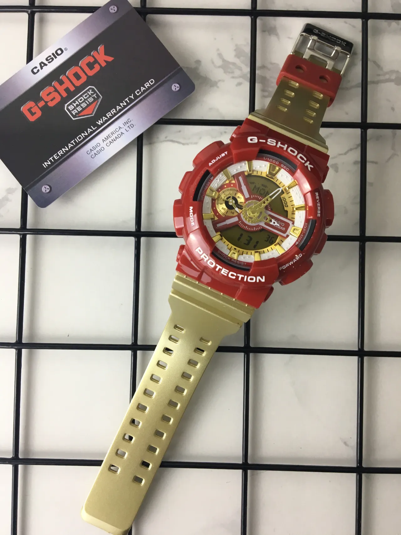 Casio Red Gold Bold Resin Case Hardware Accents Watch 6