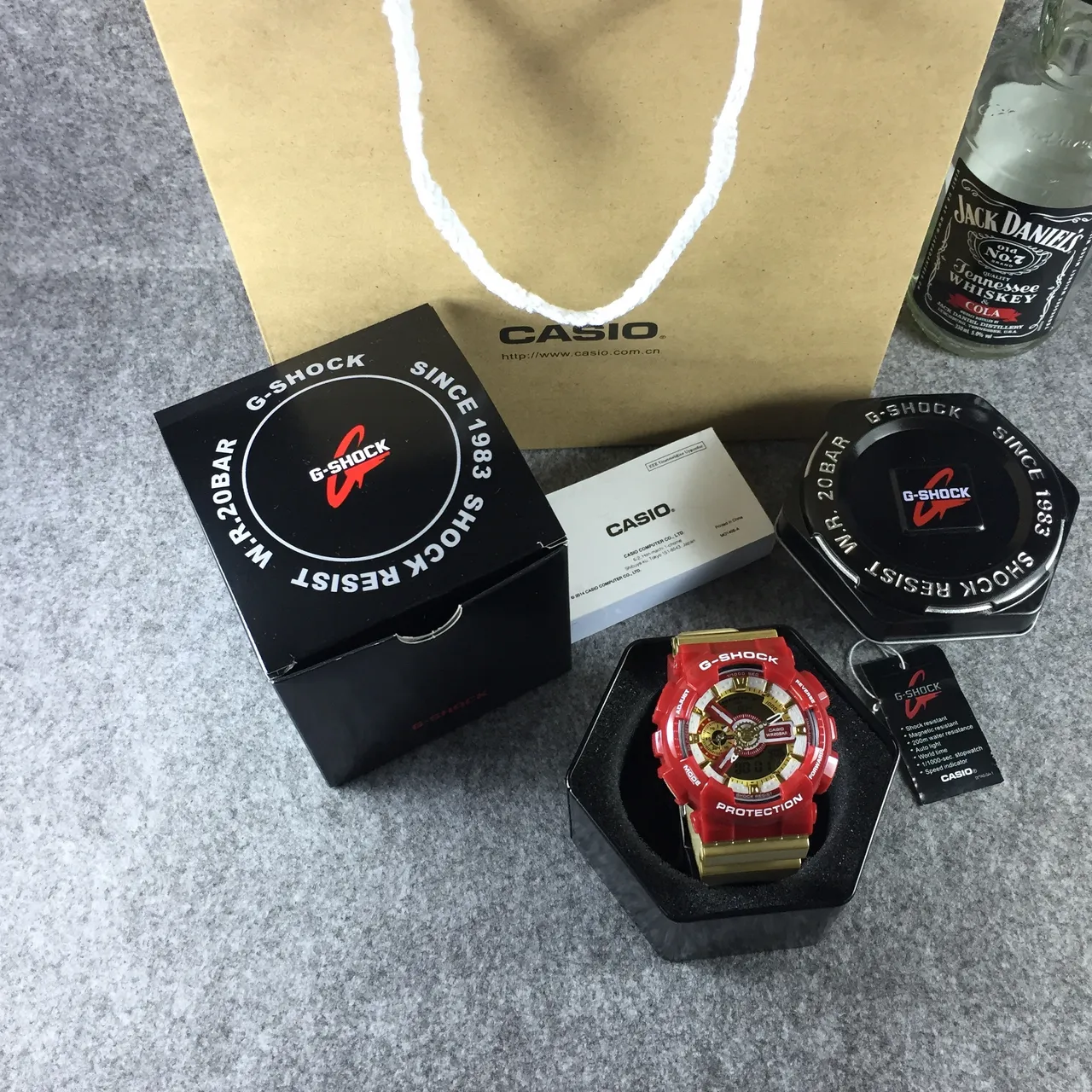 Casio Red Gold Bold Resin Case Hardware Accents Watch 7