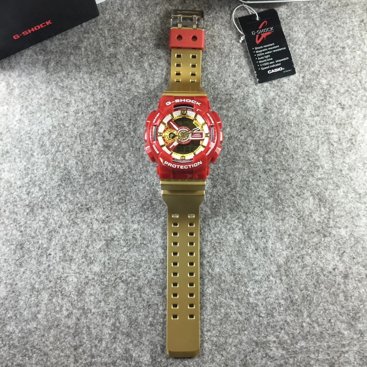 Casio Red Gold Bold Resin Case Hardware Accents Watch 12