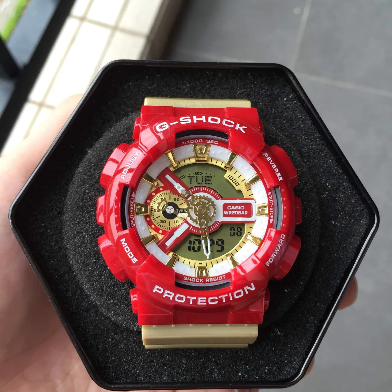 Casio Red Gold Bold Resin Case Hardware Accents Watch 14