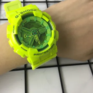 Casio Yellow Green Resin-Cased Dual-Time Display Sports Watch