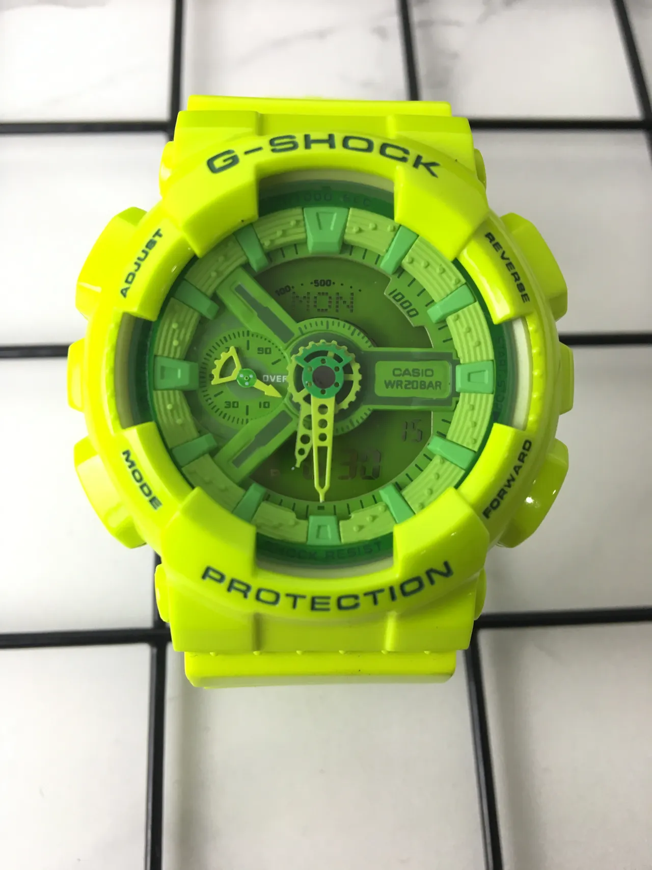 Casio Yellow Green Resin-Cased Dual-Time Display Sports Watch 3