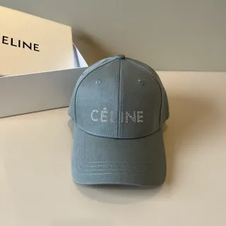 Celine Crystal-Embroidered Gray Baseball Cap