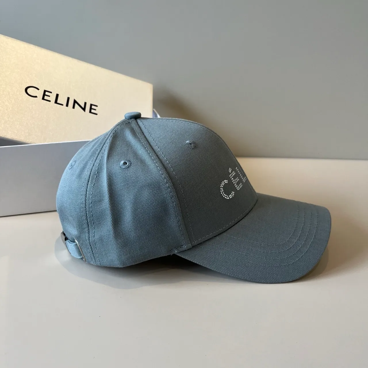 Celine Crystal-Embroidered Gray Baseball Cap 4