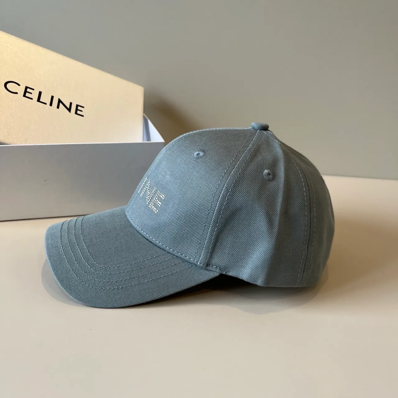 Celine Crystal-Embroidered Gray Baseball Cap 5